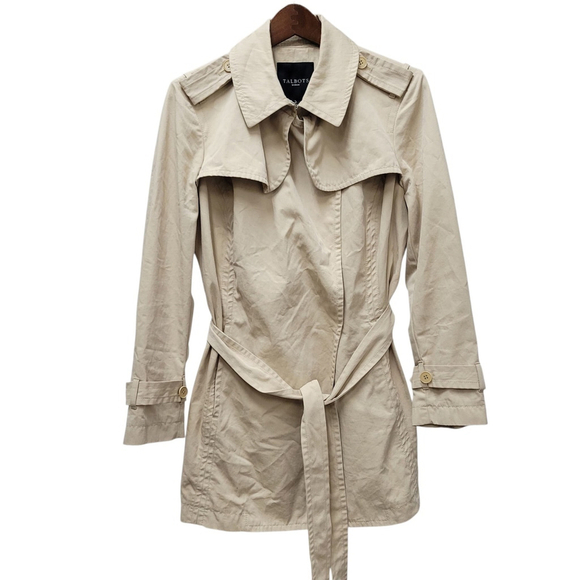 Talbots Women's Front Tie Long-Sleeves Center Vent Trench Coat Jacket Size 12 - Picture 5 of 14